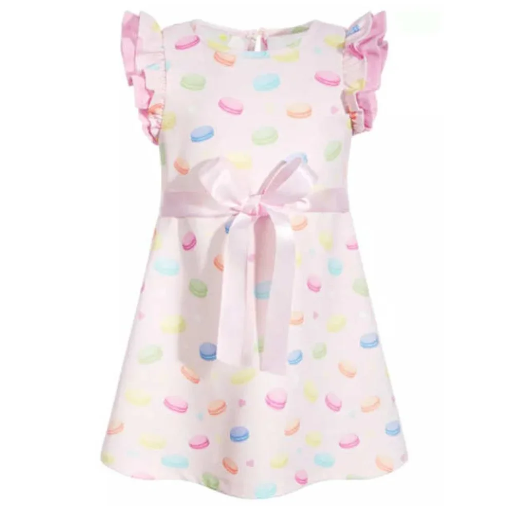 Samara Macaron Print Dress w/ Satin Ribbon 18 Months